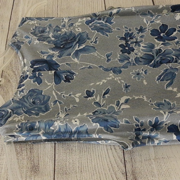 CLE Paris Floral Bodycon Tank Maxi Dress VTG Y2K 90s Blue White S/M - Picture 6 of 16